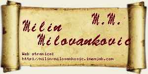 Milin Milovanković vizit kartica